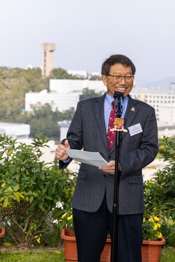 Professor Rocky Tuan delivered a welcoming address at the Garden Party.